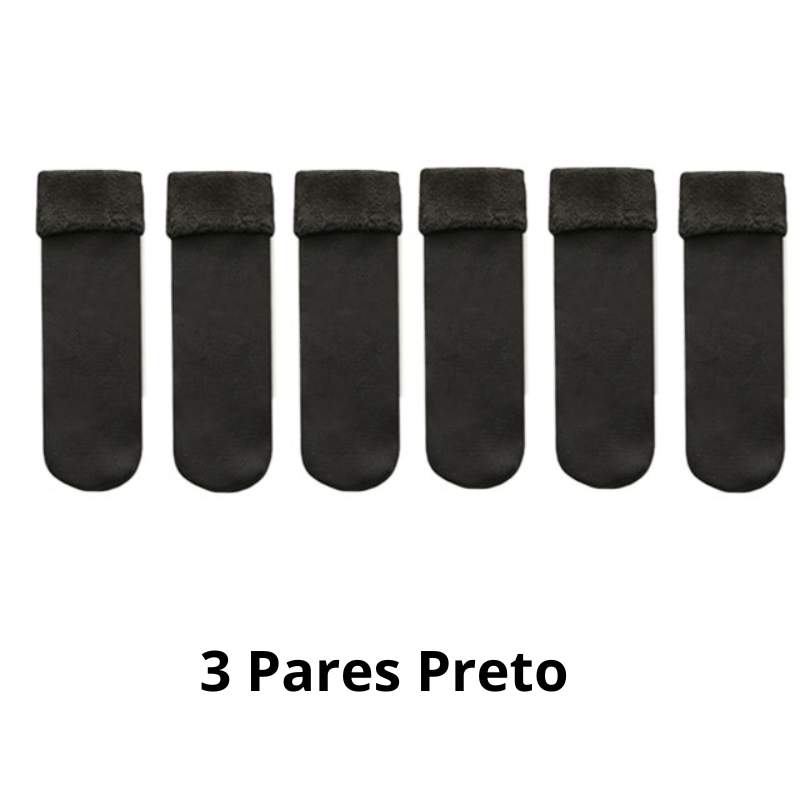 Meias Térmicas Forradas com Lã de Pelúcia kit com 3 Pares