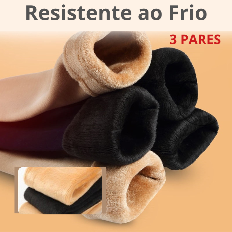 Meias Térmicas Forradas com Lã de Pelúcia kit com 3 Pares