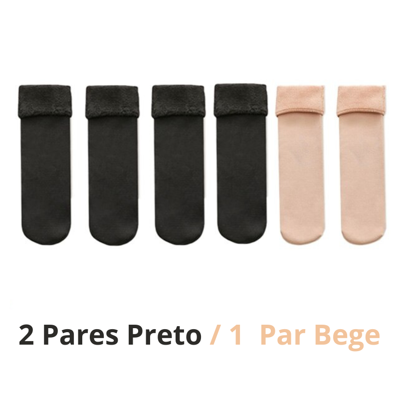 Meias Térmicas Forradas com Lã de Pelúcia kit com 3 Pares