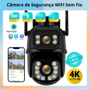 Câmera de Vigilância 4K 8MP PTZ WIFI Sem Fio