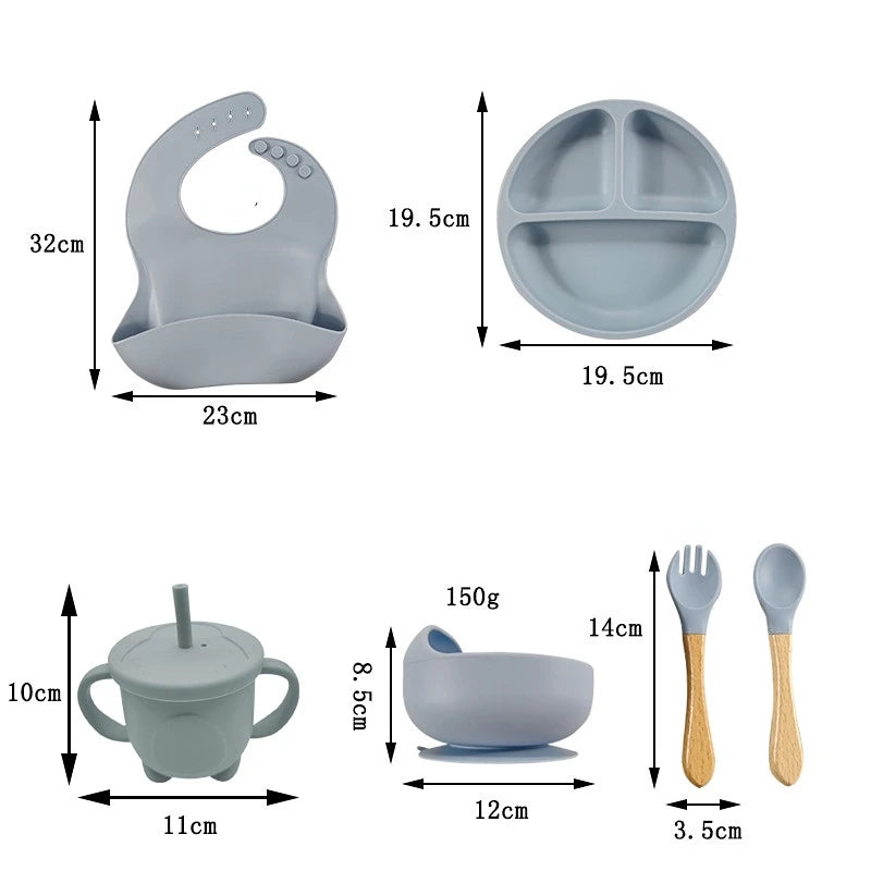 Conjunto Alimentação Bebês Silicone 6 Peças