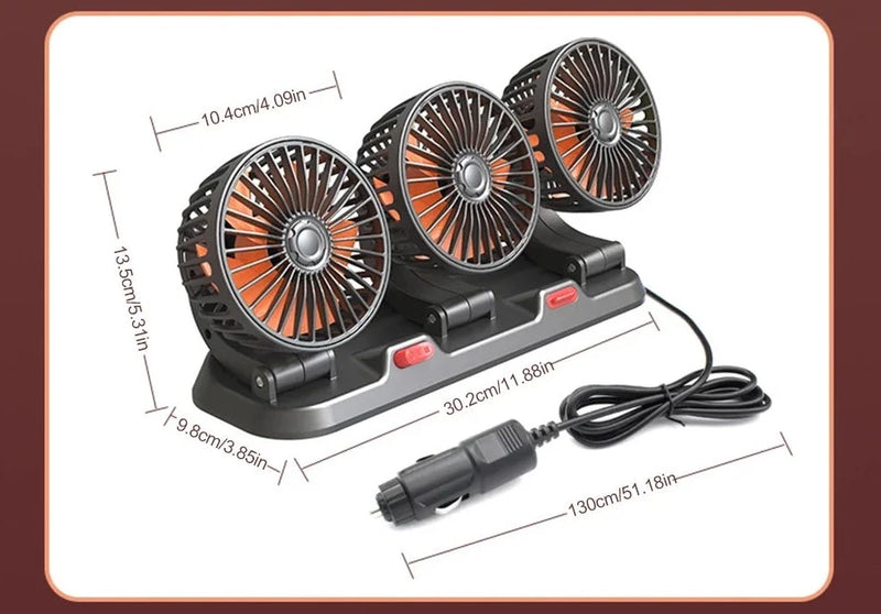 Ventilador triplo para Carros USB/Cigar 5//12V/24V