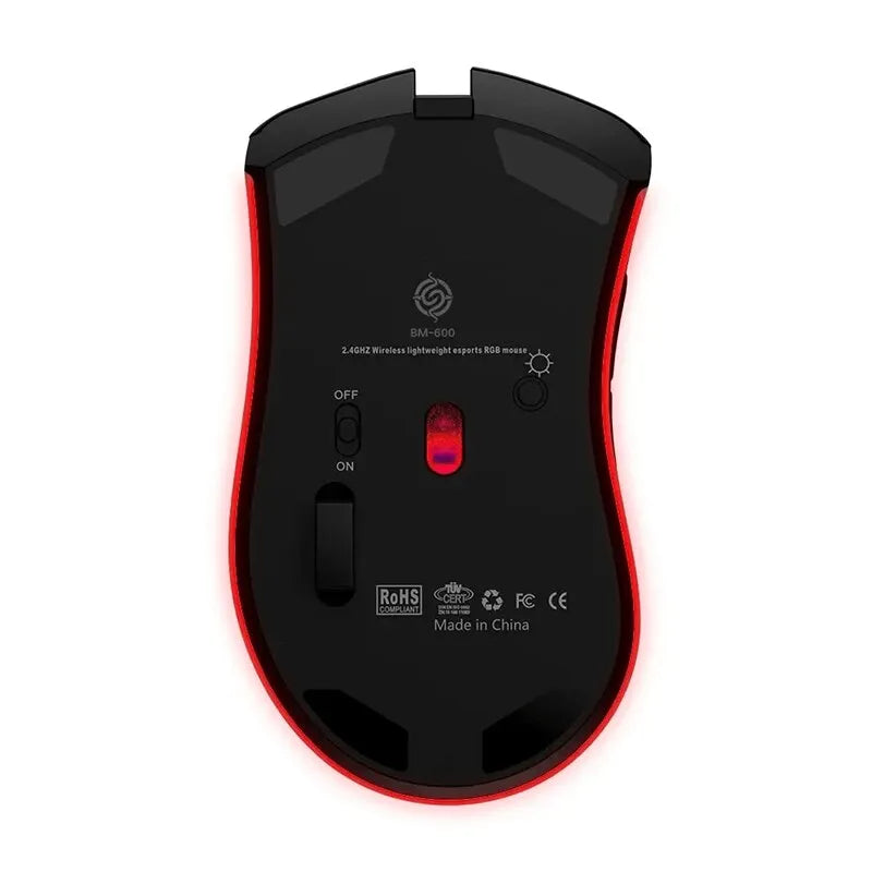 Mouse Gaming Sem Fio Recarregável USB