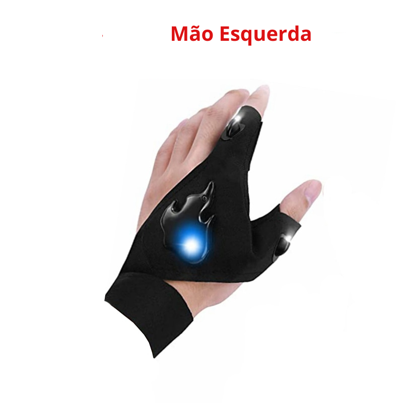 Luva Com Luz de LED Dois Dedos Mágicos Pesca Ciclismo, Caminhada, Manicure.