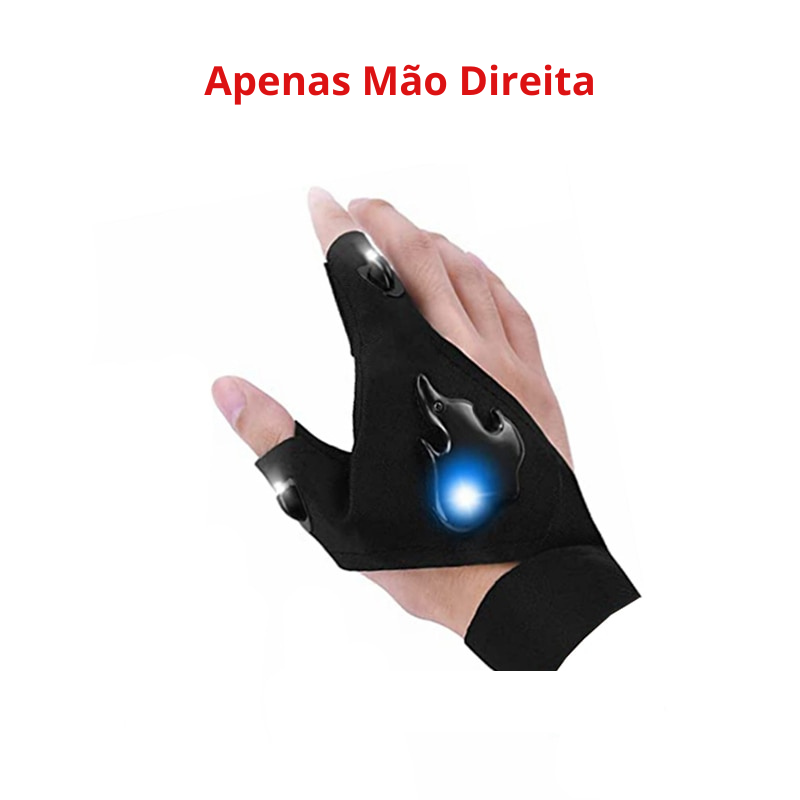 Luva Com Luz de LED Dois Dedos Mágicos Pesca Ciclismo, Caminhada, Manicure.