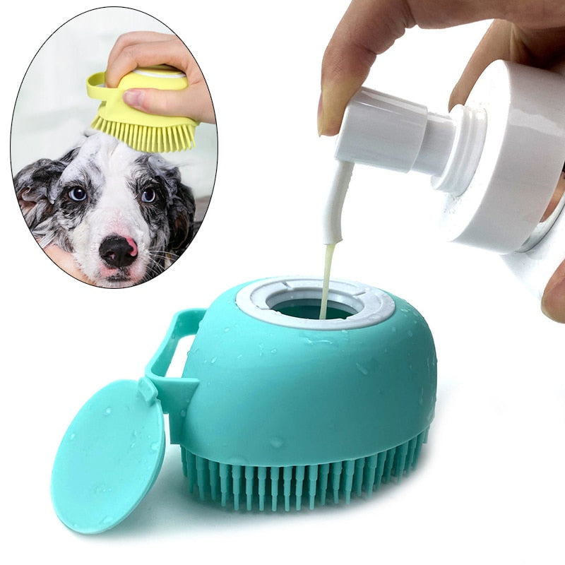 Pet Escova de Banho com Recipiente de Shampoo